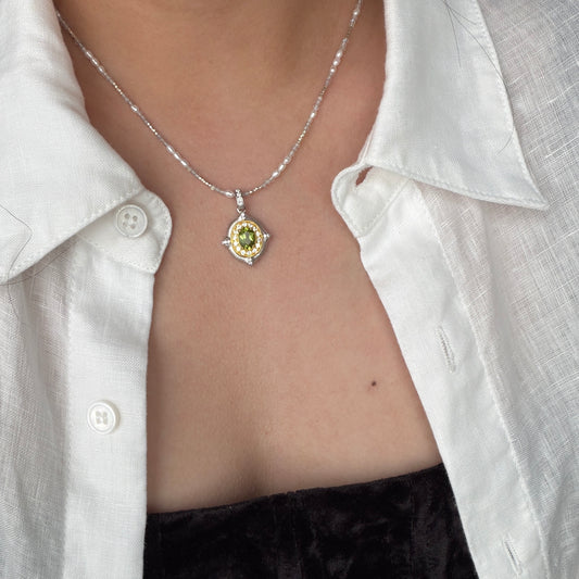 8*6mm Peridot stone necklace s925