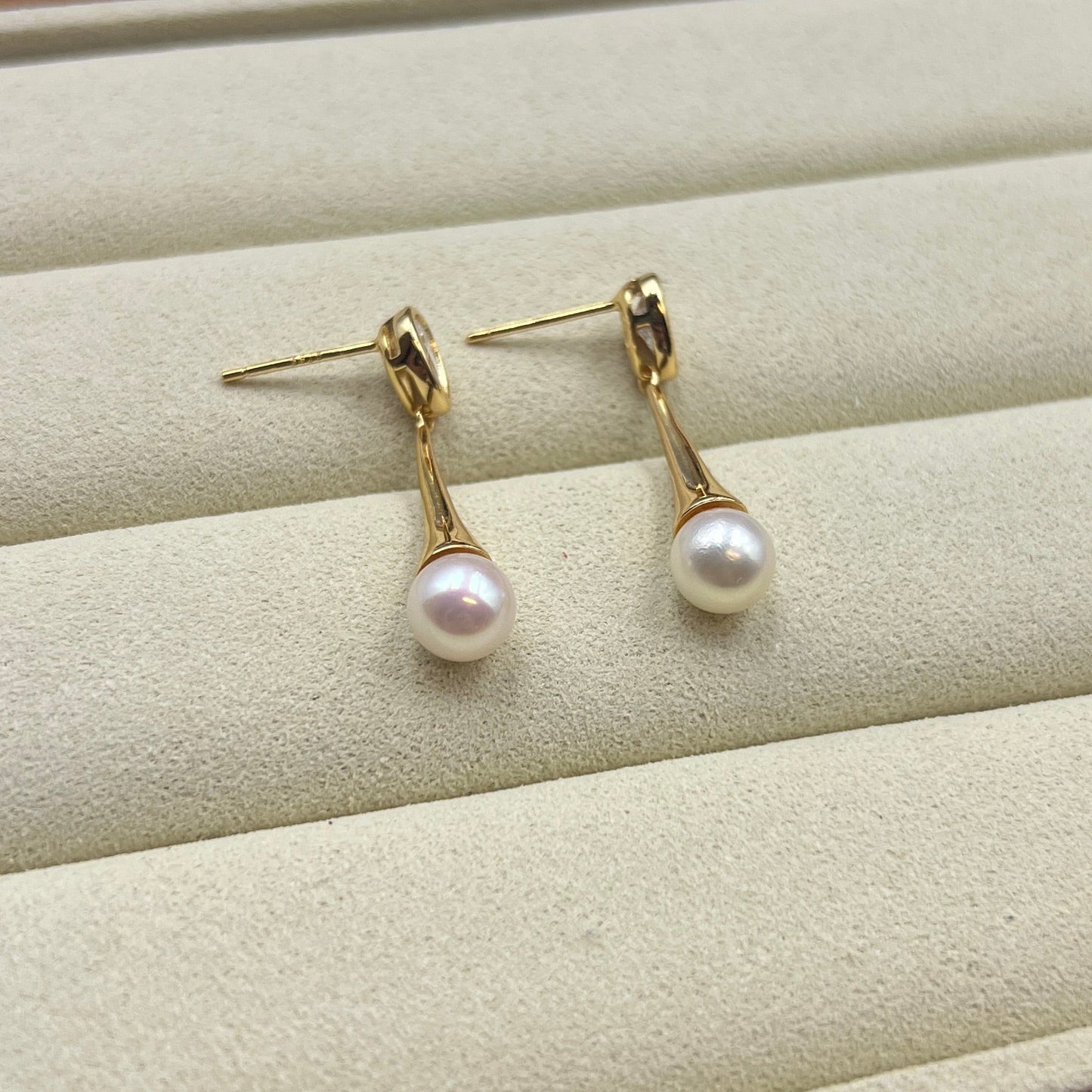 Akoya Pearl Pinky tone Drop Earring