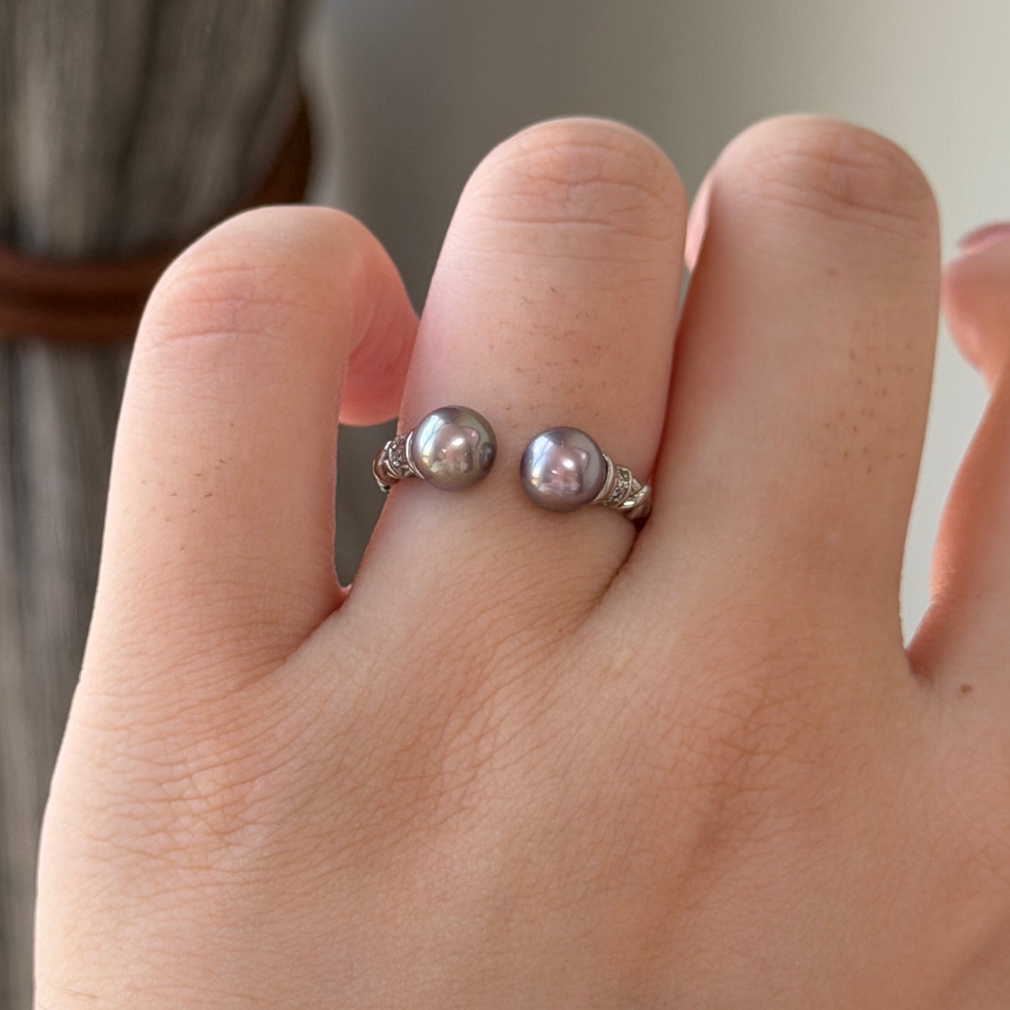 Rare Purple double pearl ring s925 simple timeless style