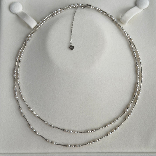 Versatile 85-90cm Freshwater keshi pearl s925 sweater necklace