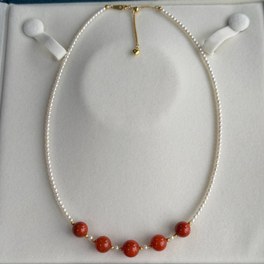 Big Smile Nang Hong South Red Agate freshwater pearl s925