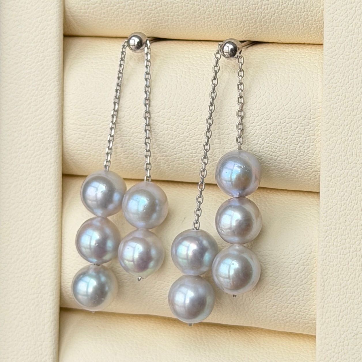 Versatile 6.5-7mm Madama color Akoya Pearl dainty earrings s925