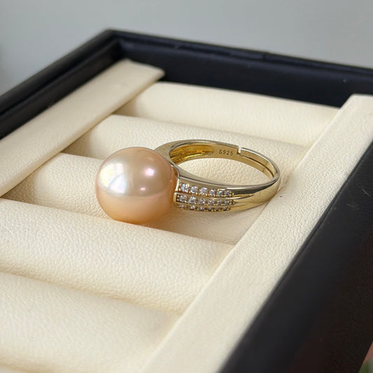 Champagne Golden Freshwater pearl ring 12.3mm s925