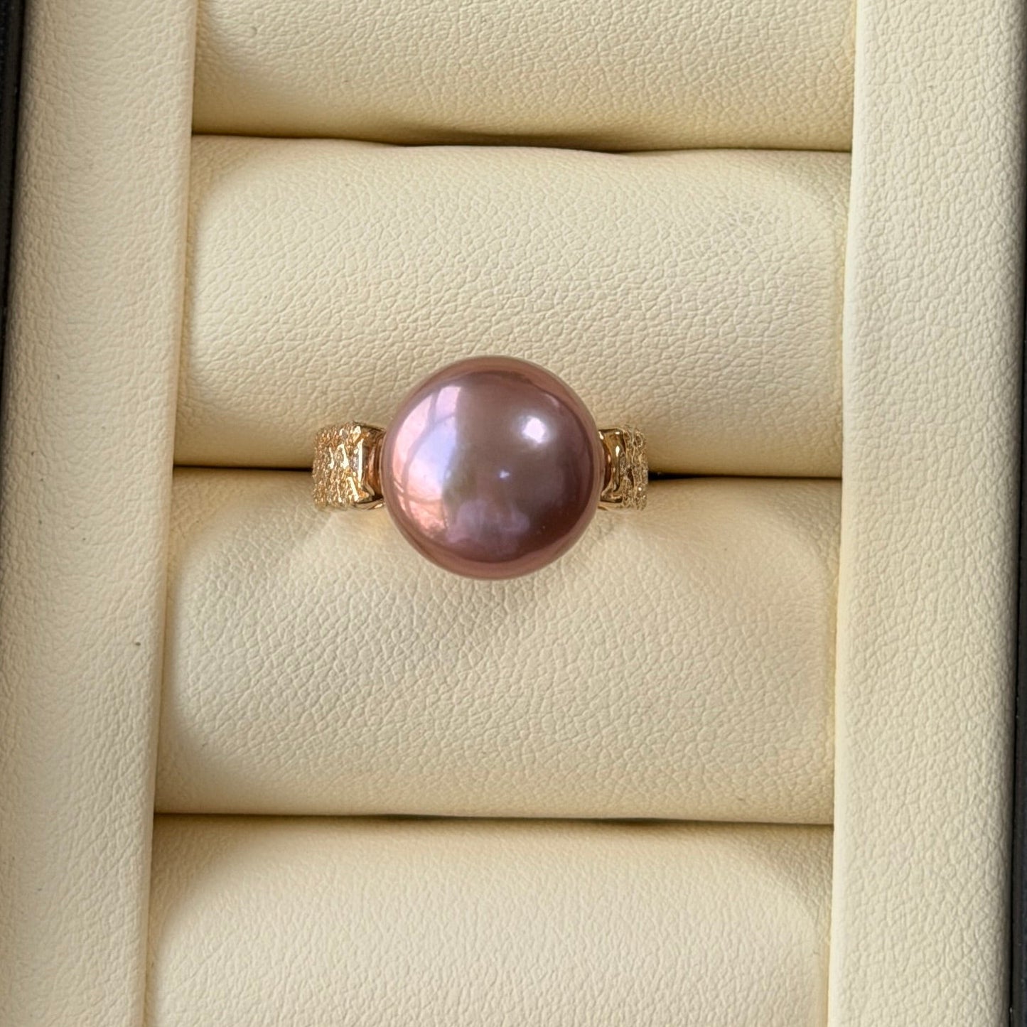12.4mm Edison Purple metallic luster cross style ring s925