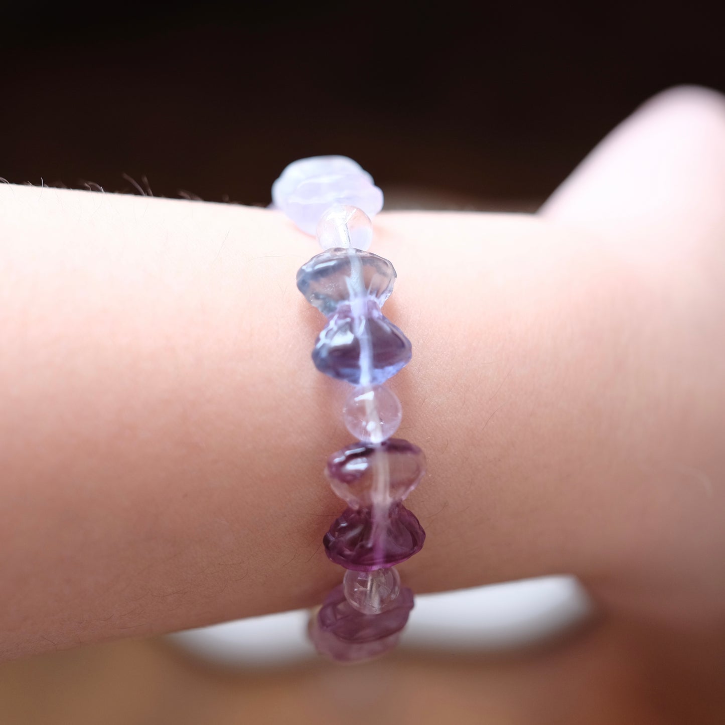 Fluorite Crystal Bracelet Bowtie Rainbow Fluorite Stone Bracelet, round crystal Gemstone Bracelet Beaded Stone Jewelry