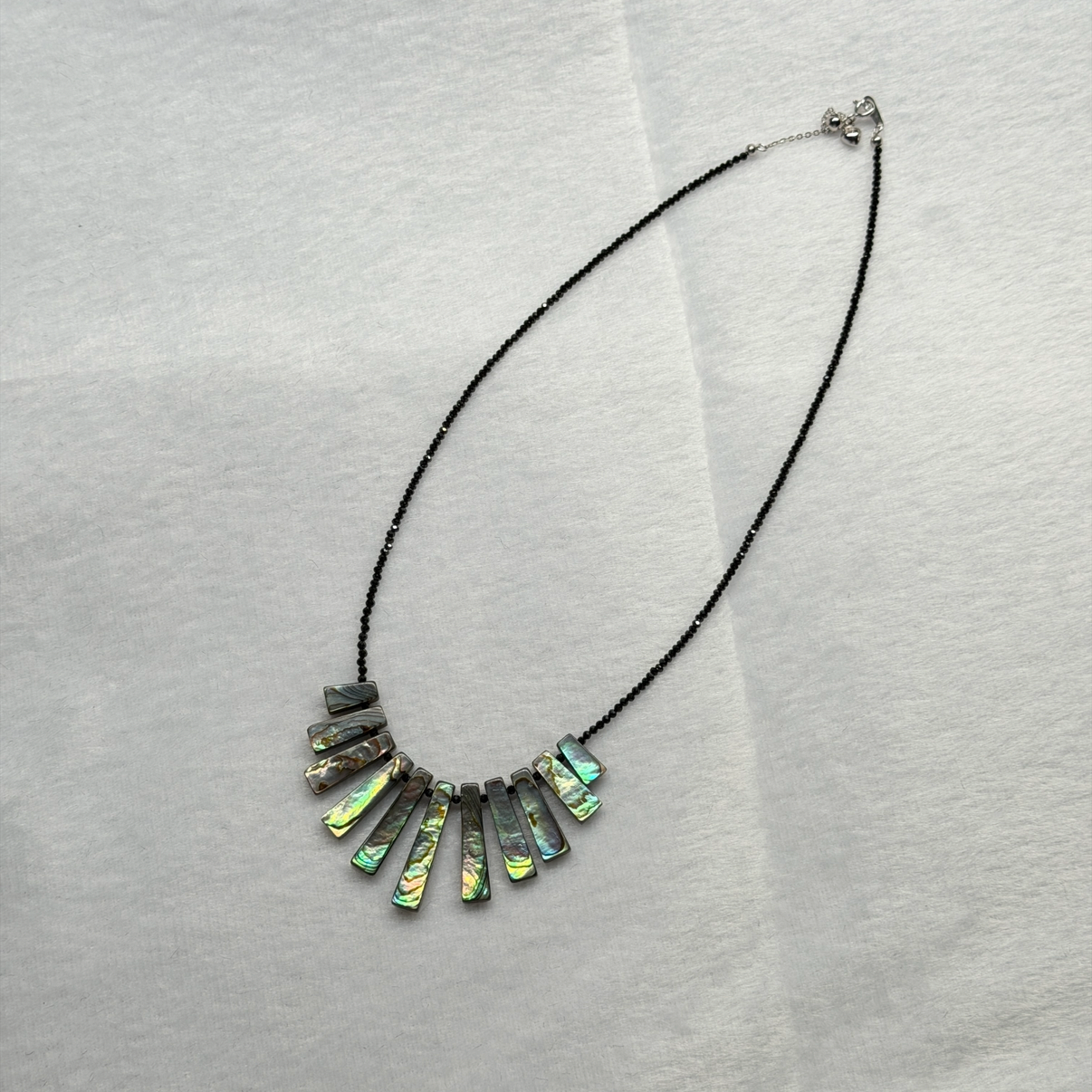 Abalone Mother of Pearl black spinal necklace s925