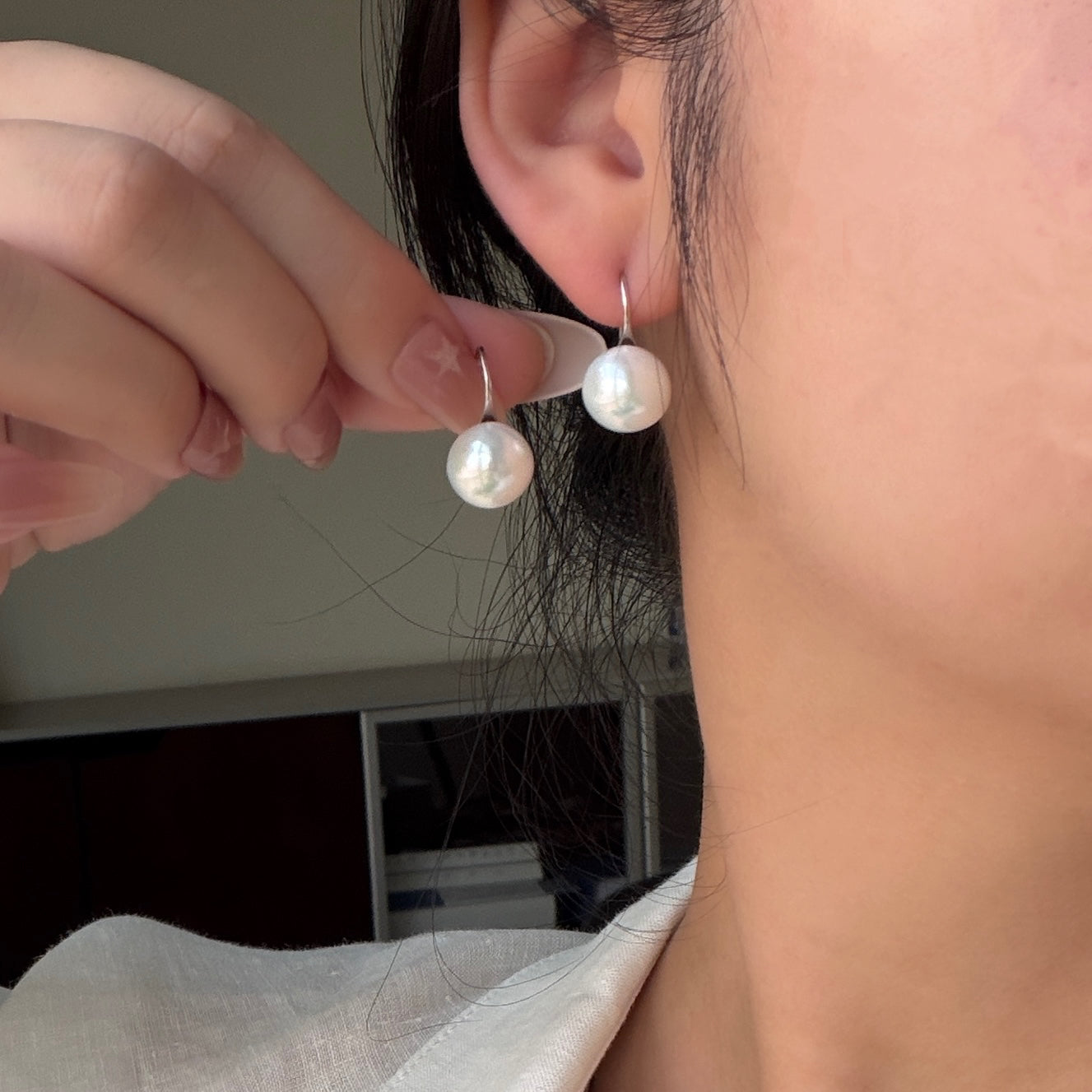 11-12mm Edison pearl high heel earrings s925
