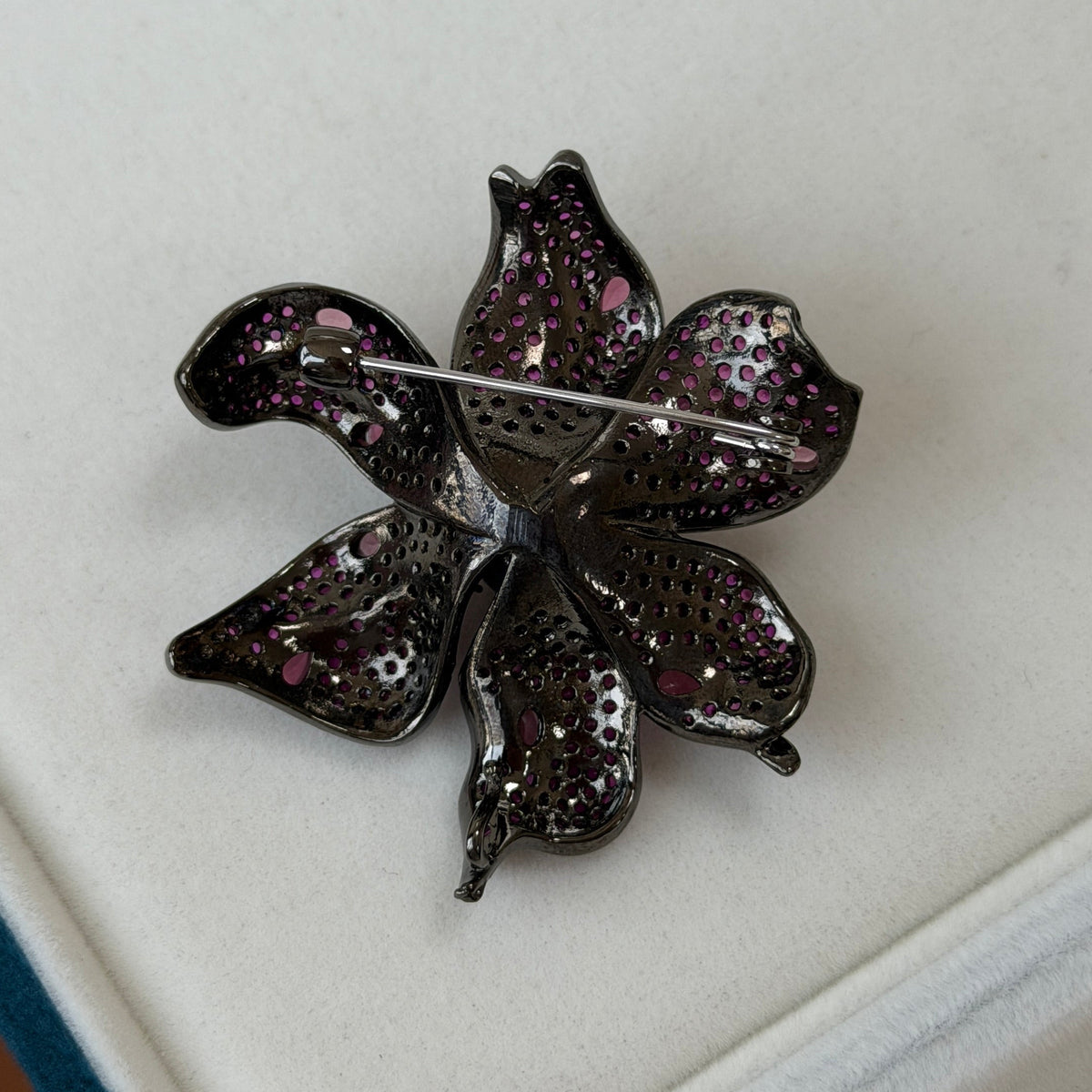 Black Tahitian Pearl Black Pink Floral Brooch