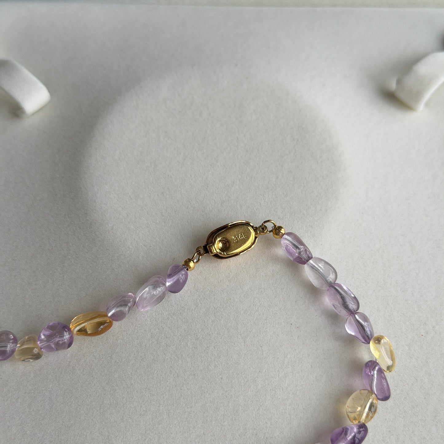 Clearance Deal Golden Hair Clear Crystal & Amethyst Yellow Citrine Necklace