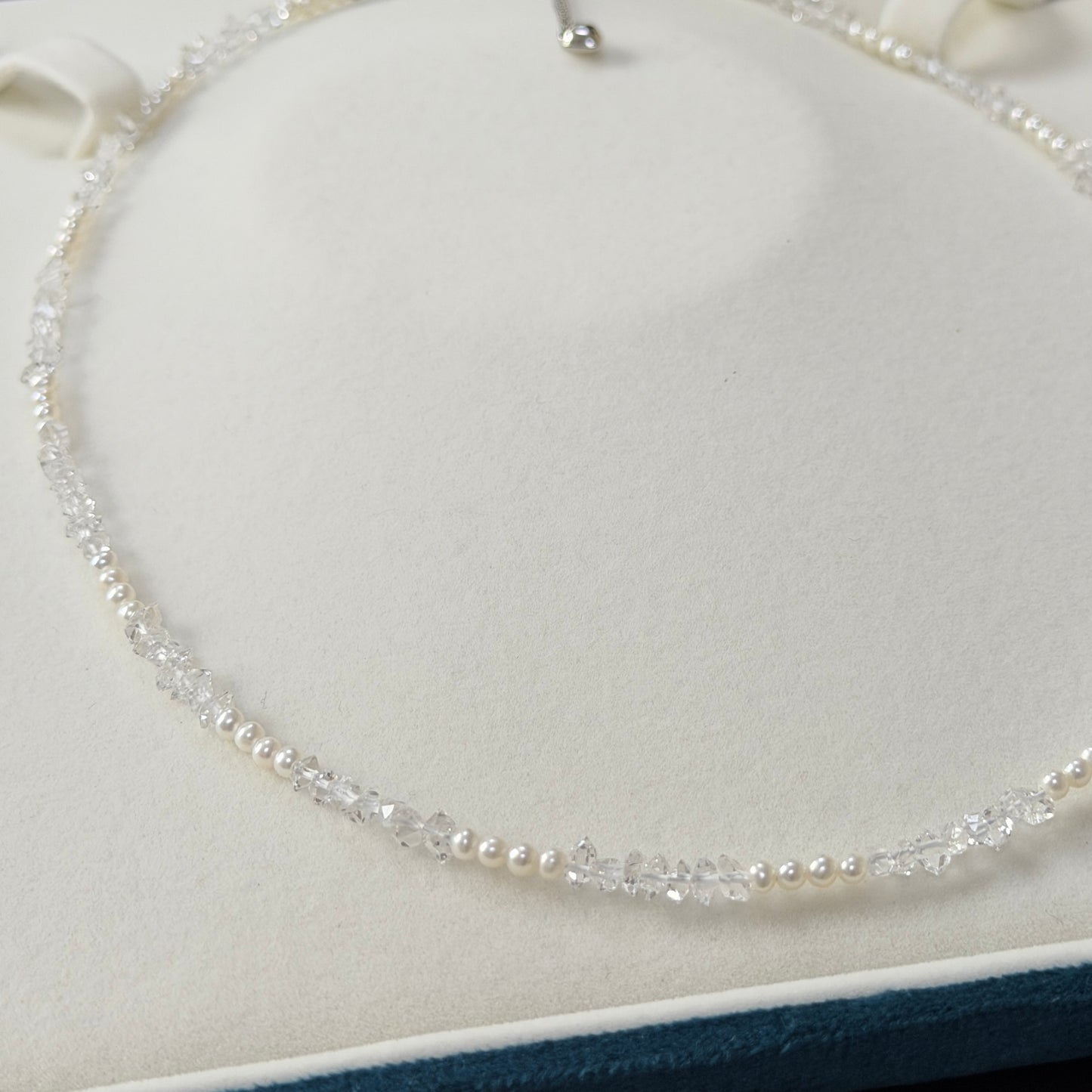 White Wedding Dress crystal freshwater keshi pearl necklace s925