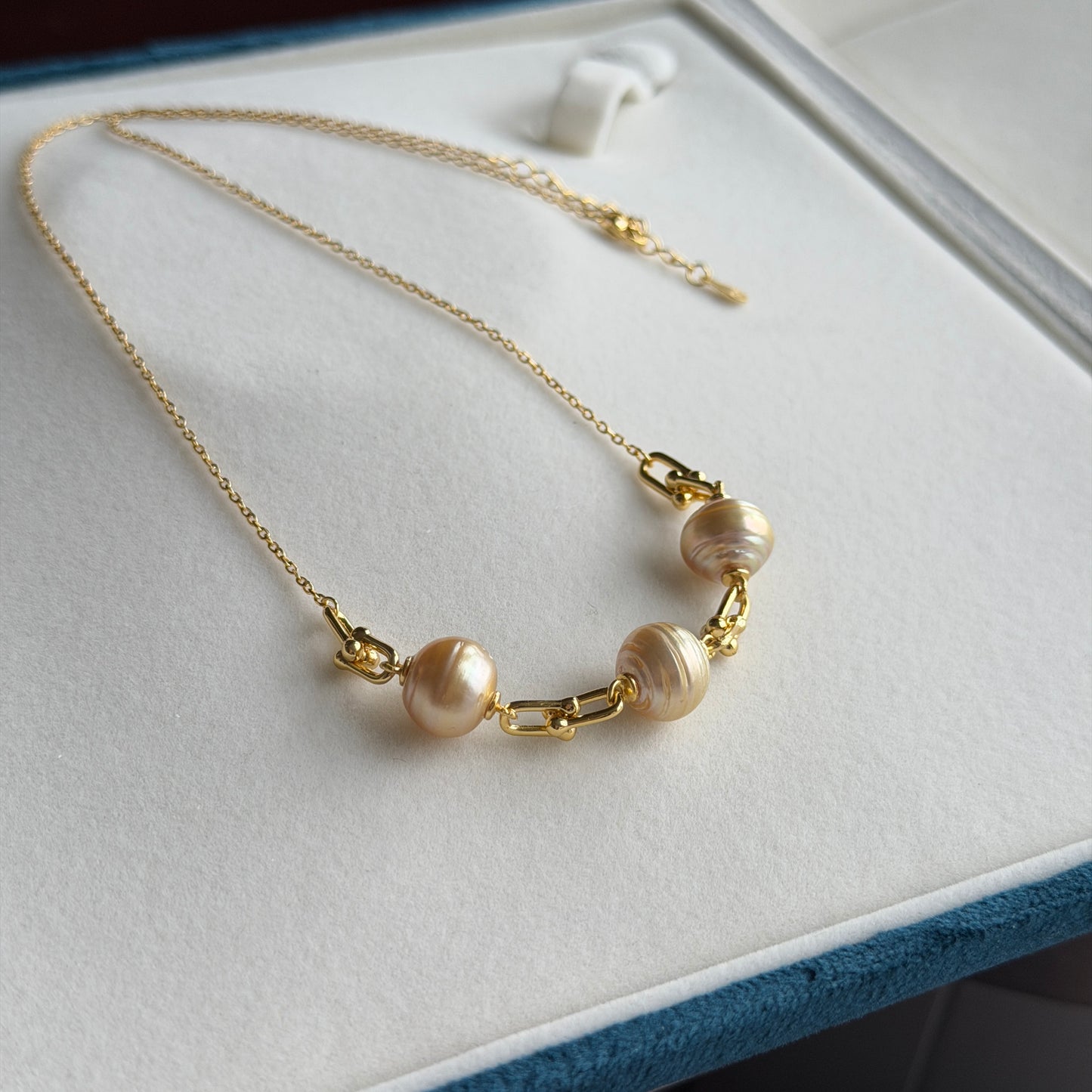 Horseshoe chain South Sea Golden Pearl necklace s925