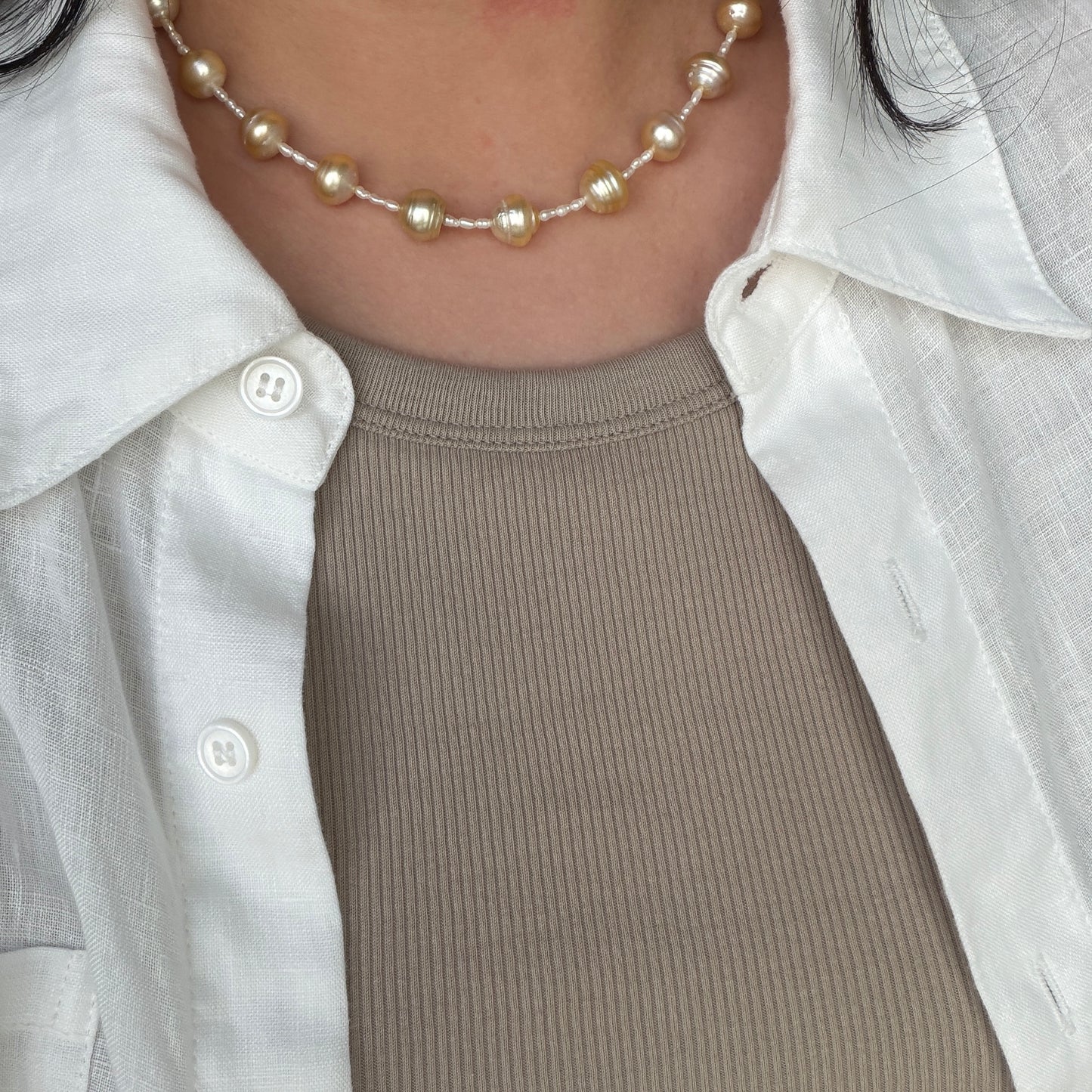 South Sea Golden Beehive Baroque Pearl Necklace Bracelet set s925