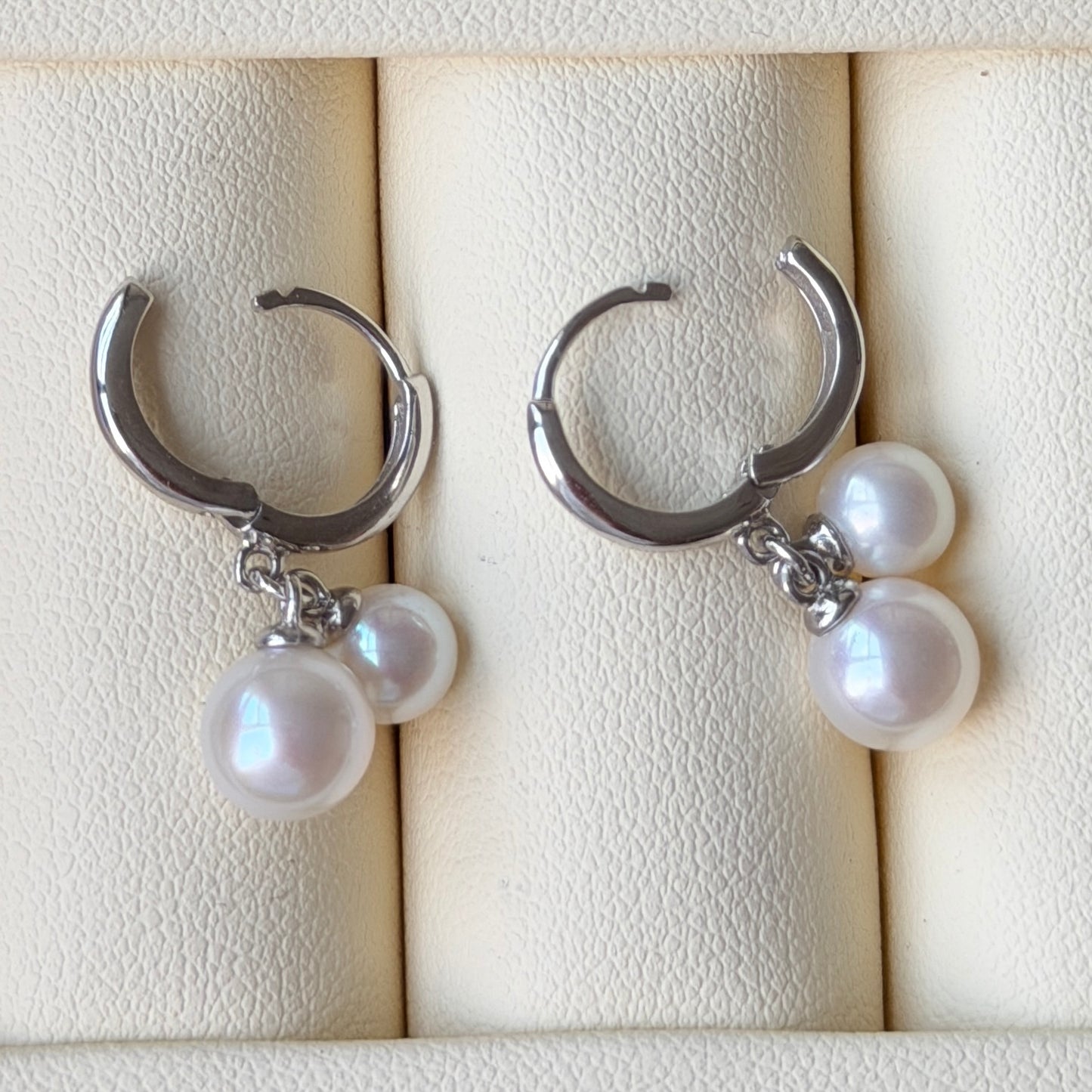 Double dangling style cute hoop earrings s925 5-6mm 7-8mm