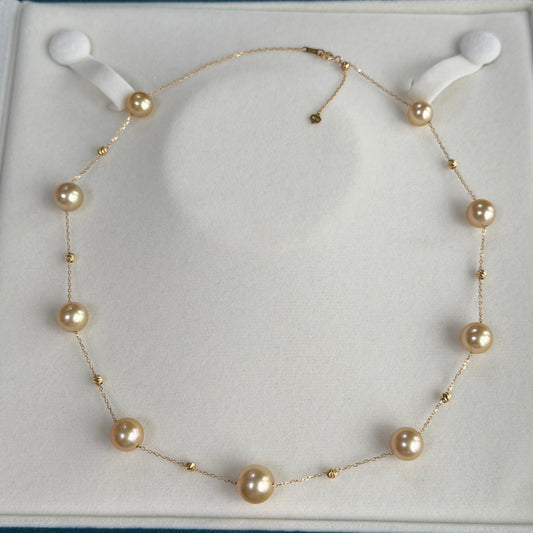 8-11mm South Sea Golden Pearl Starry Night Au750 necklace 18k gold