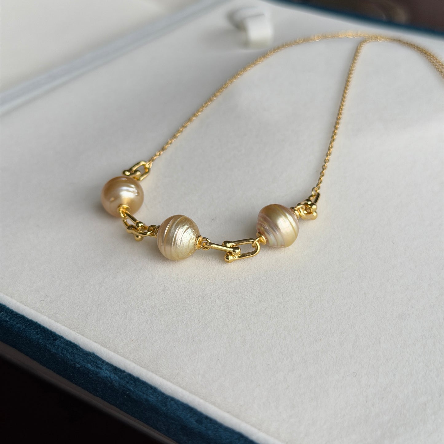 Horseshoe chain South Sea Golden Pearl necklace s925