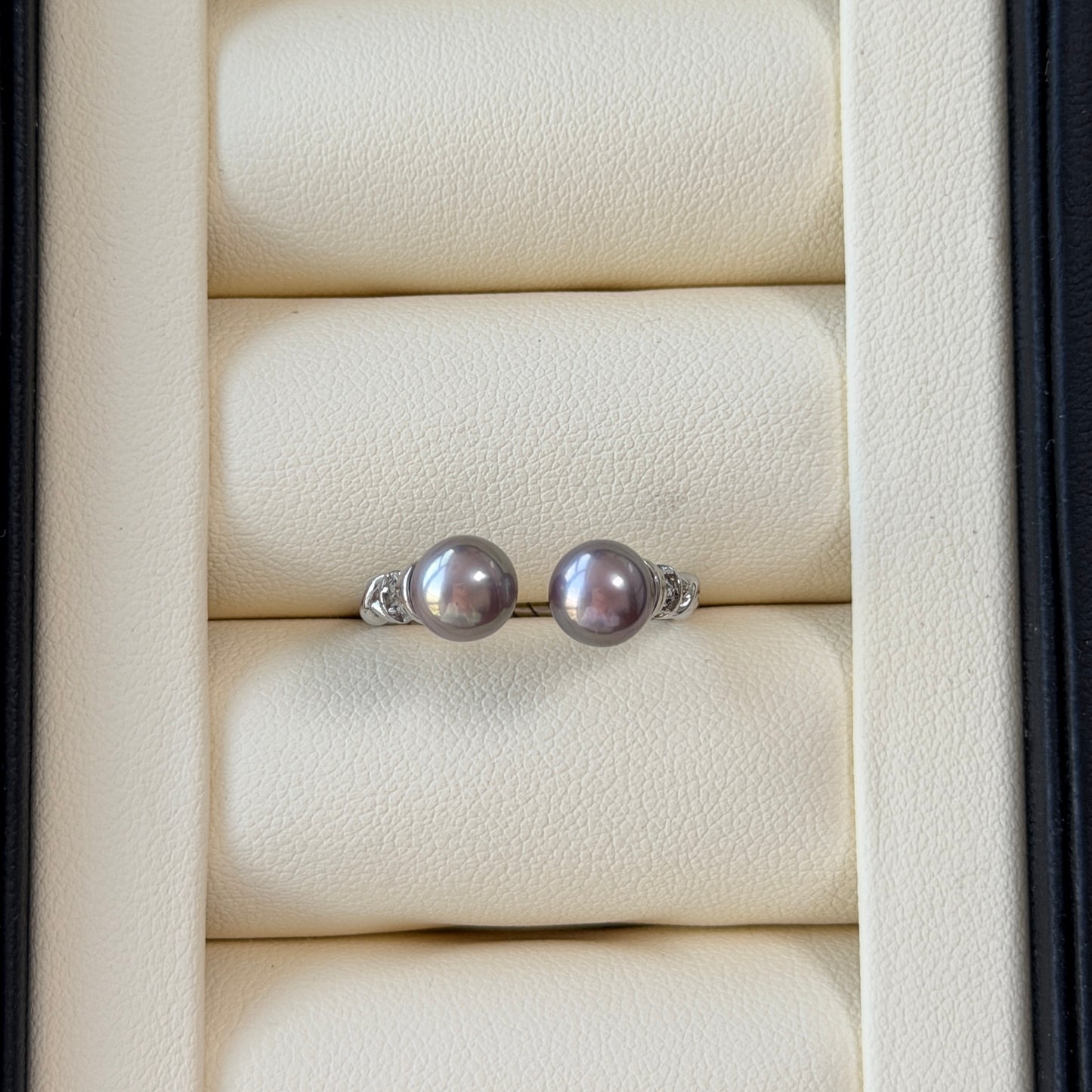 Rare Purple double pearl ring s925 simple timeless style