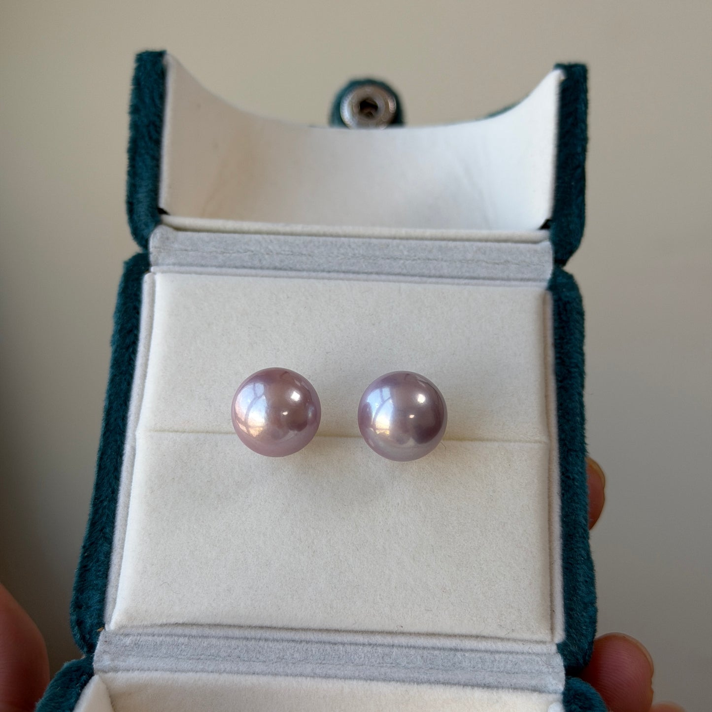Deal 12.3mm Elegant lavender light purple pearl earrings stud s925