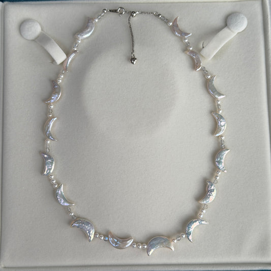 Moon princess Moonstone pearl necklace s925