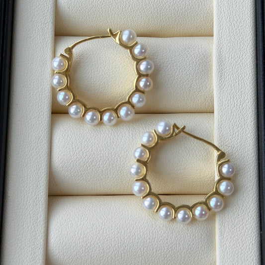 3.5-4mm freshwater pearl hoop earrings s925