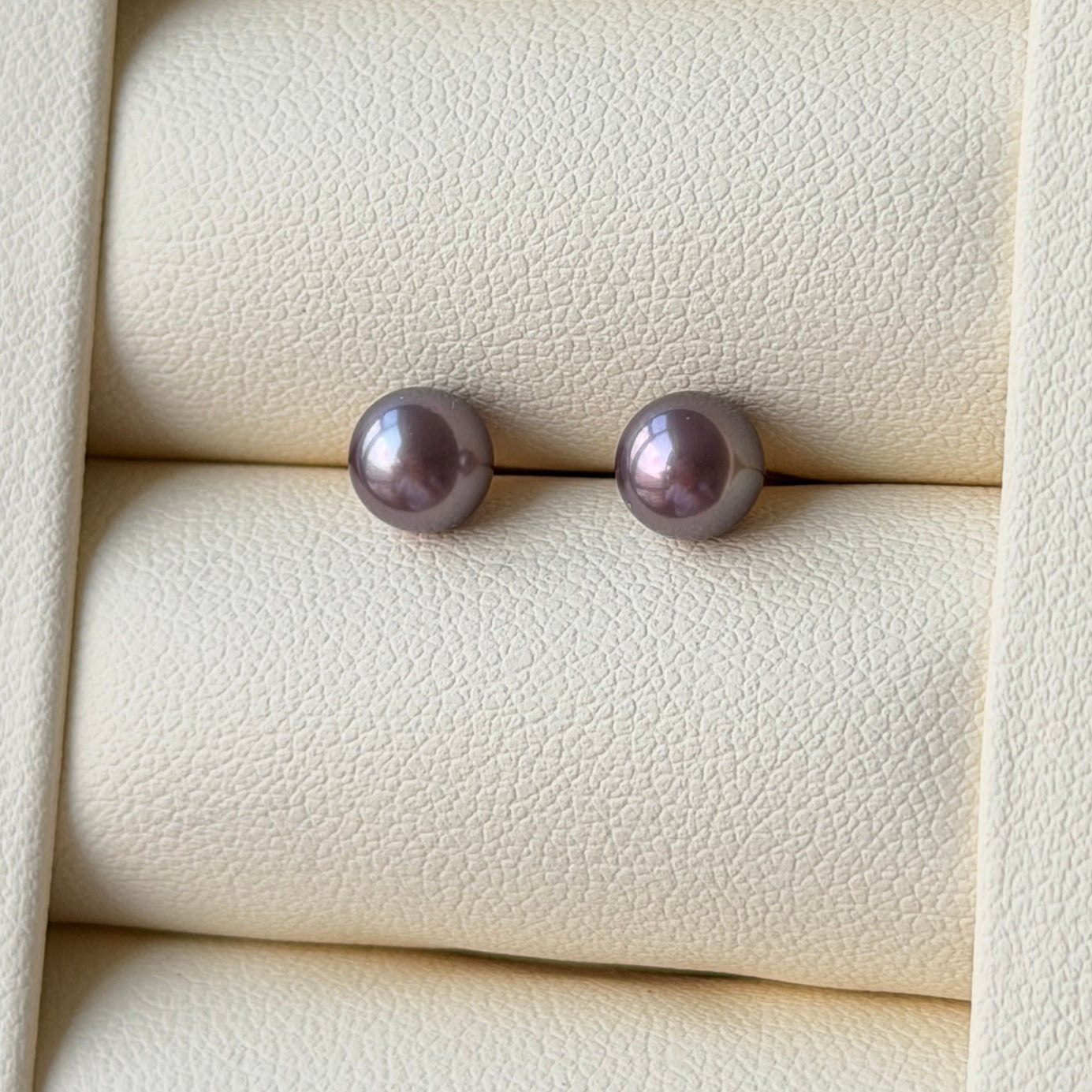 5.8mm Top purple freshwater pearl earring studs s925