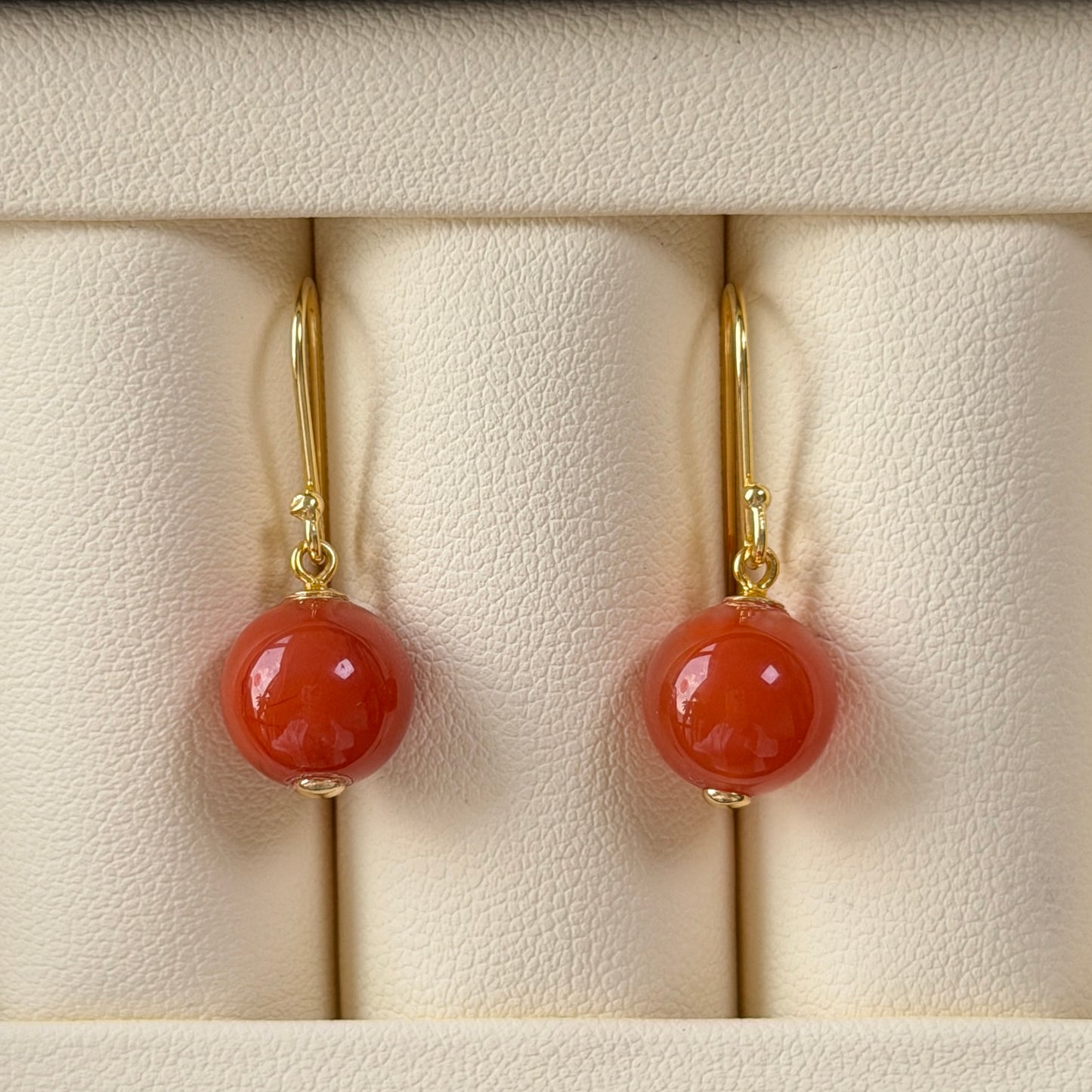 South Red Agate dainty drop earrings s925