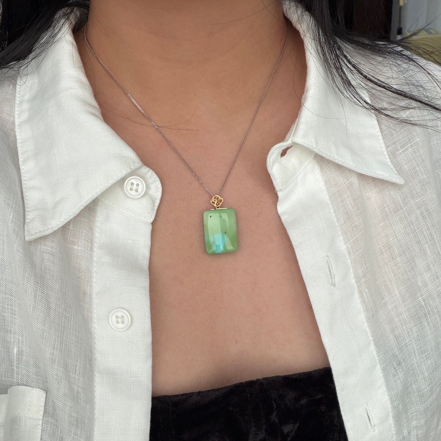 【Forest Lagoon】Turquoise Pendant Au750 setting