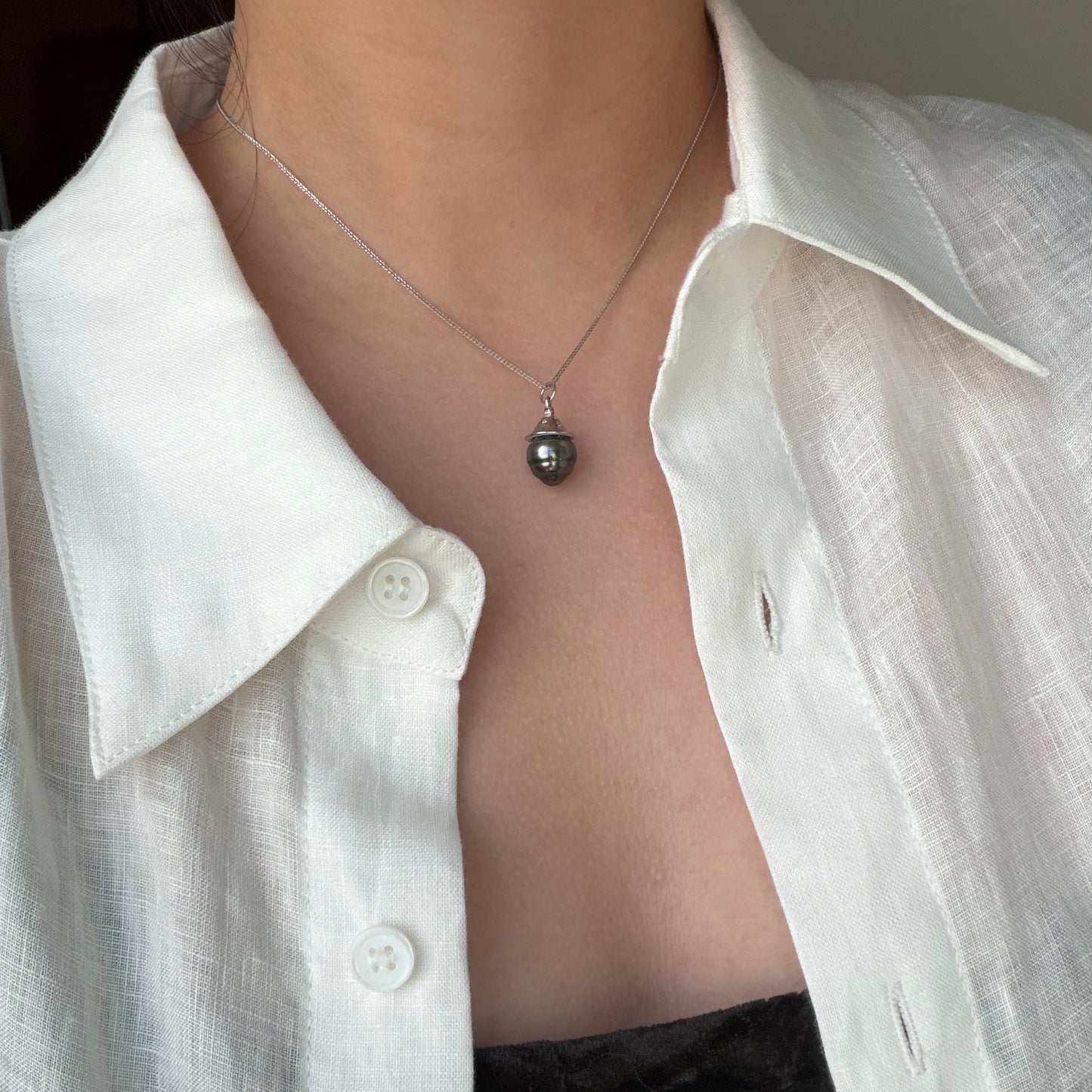 Super deal Beehive Baroque Black Tahitian Pearl necklace s925