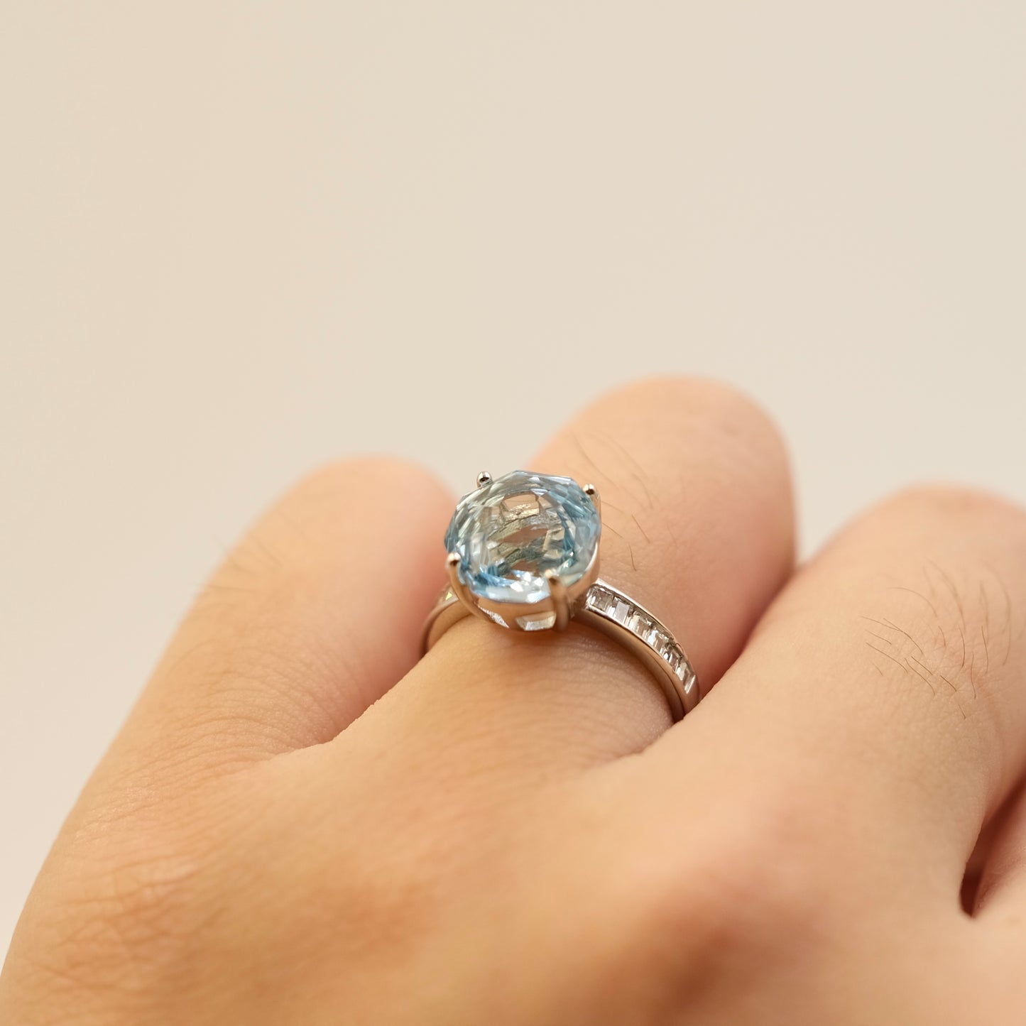 Blue Topaz Rose cute ring s925
