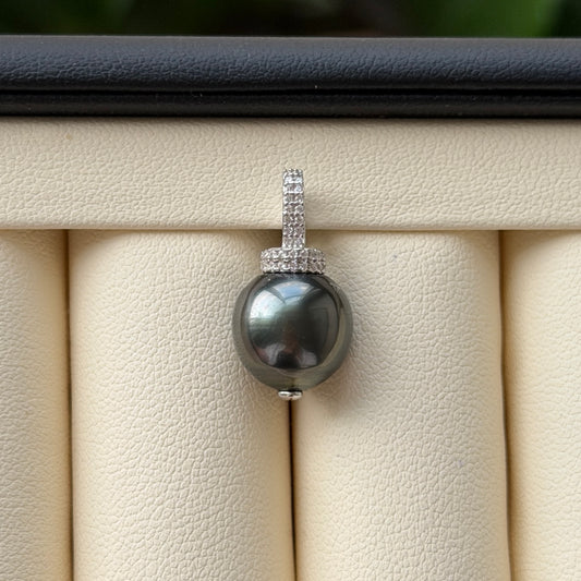 Black Tahitian Pearl Pendant Detachable Style s925