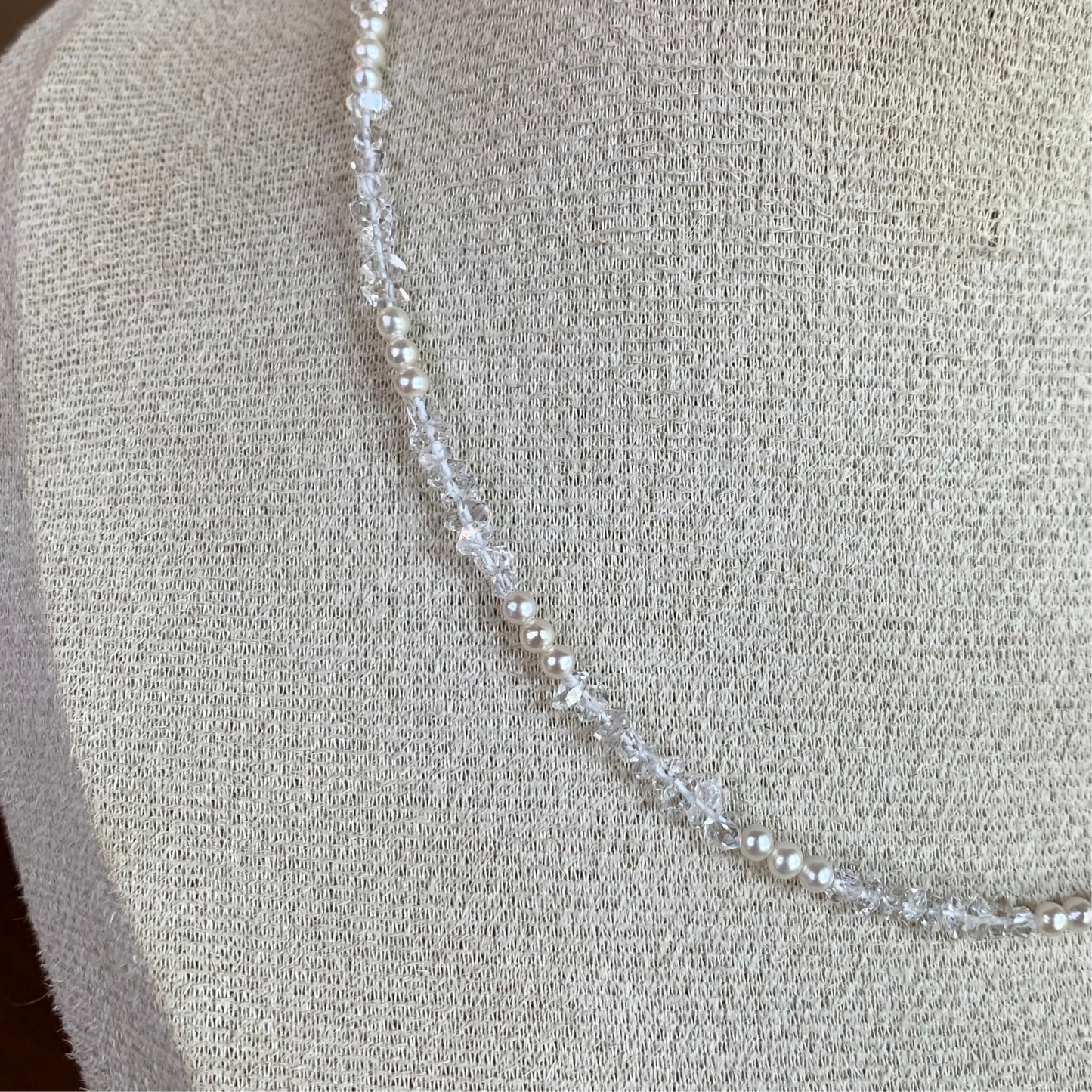 【Sparkle Whisper】White quartz with baby freshwater pearl necklace s925