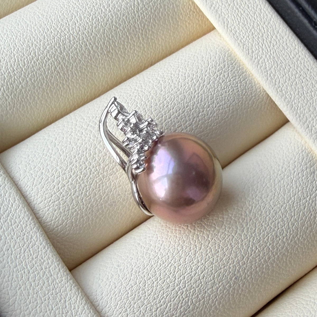 12.8mm huge edison pearl Copper brown pinky purple necklace s925