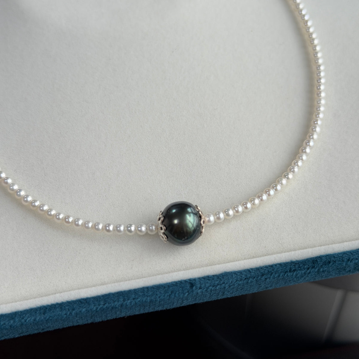 11mm Black Tahitian Pearl Green Luster lulu necklace s925