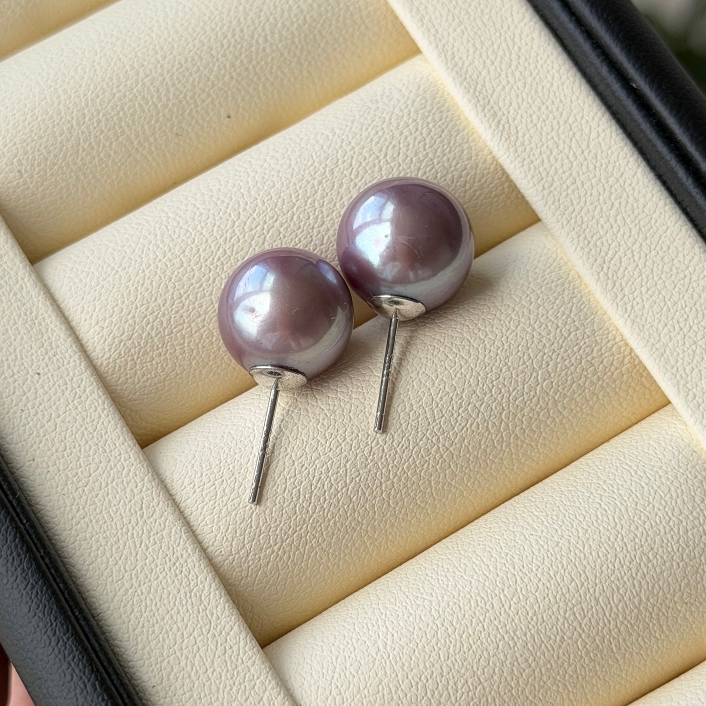 11-12mm Edison Ube Purple Pearl earring studs s925