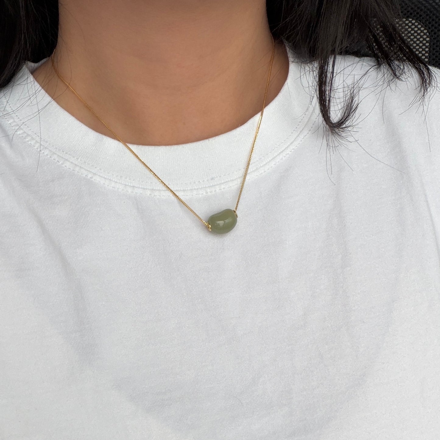 Hetian Jade Bean Pendant lulu style s925