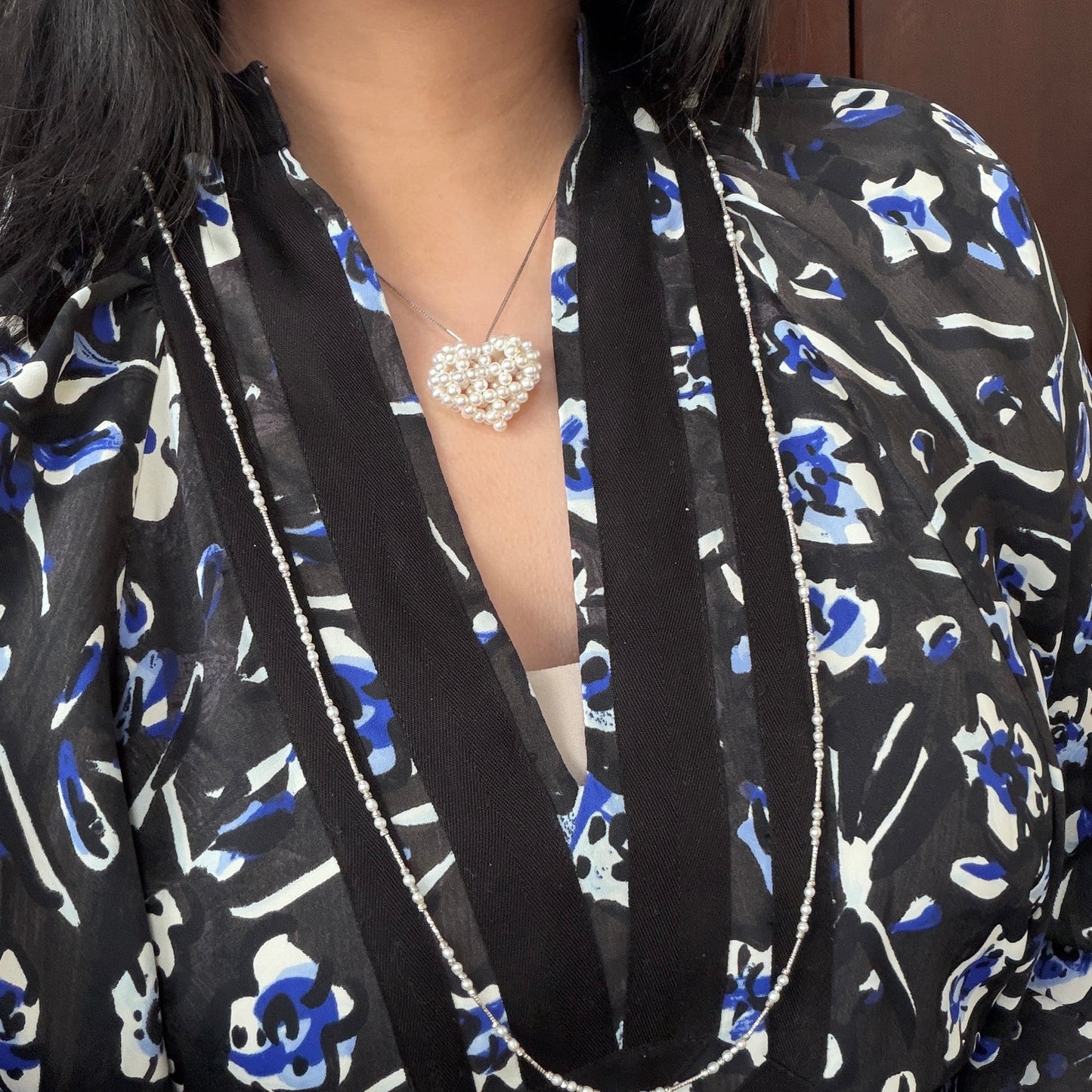 Versatile 85-90cm Freshwater keshi pearl s925 sweater necklace