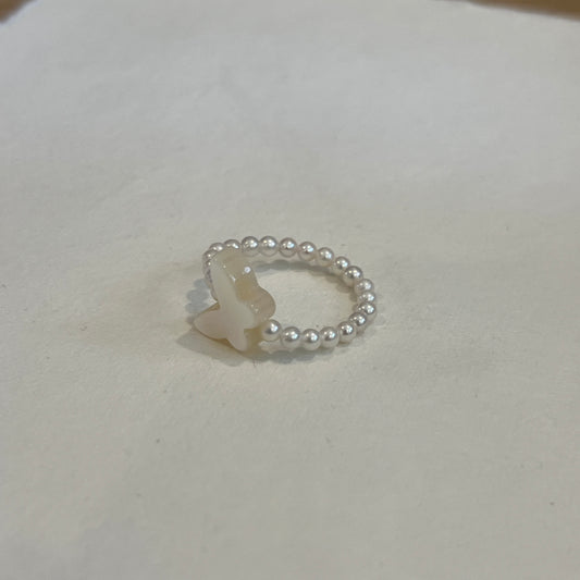 MOP butterfly with pearl ring elastic