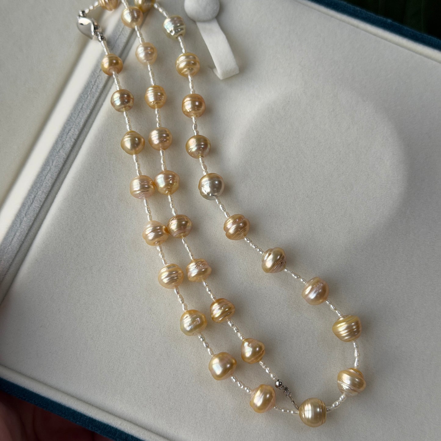 South Sea Golden Beehive Baroque Pearl Necklace Bracelet set s925