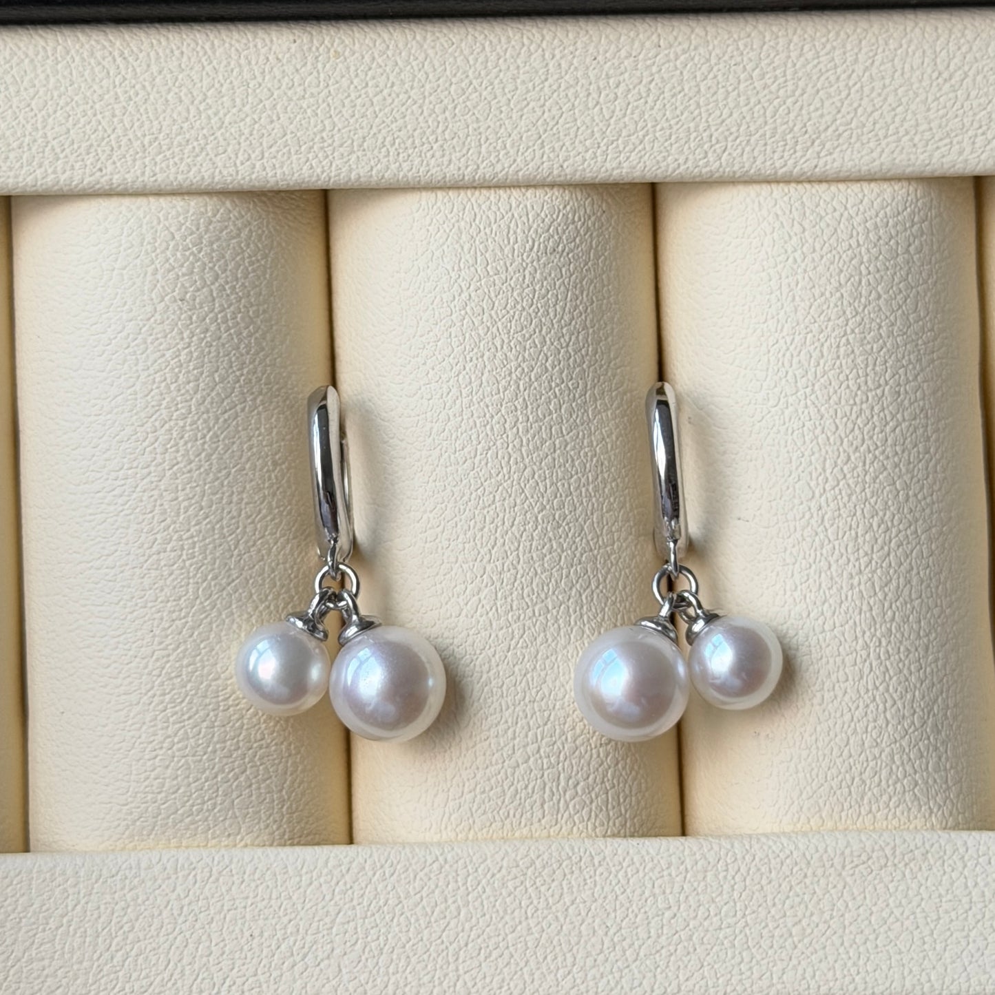 Double dangling style cute hoop earrings s925 5-6mm 7-8mm