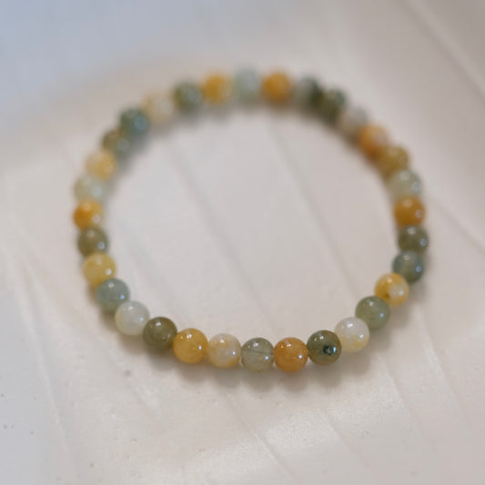 Green and yellow jade multi color elastic bracelet
