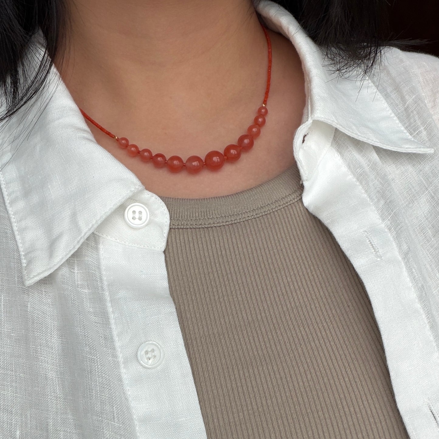 5-10mm Cherry jelly South Red Agate necklace s925