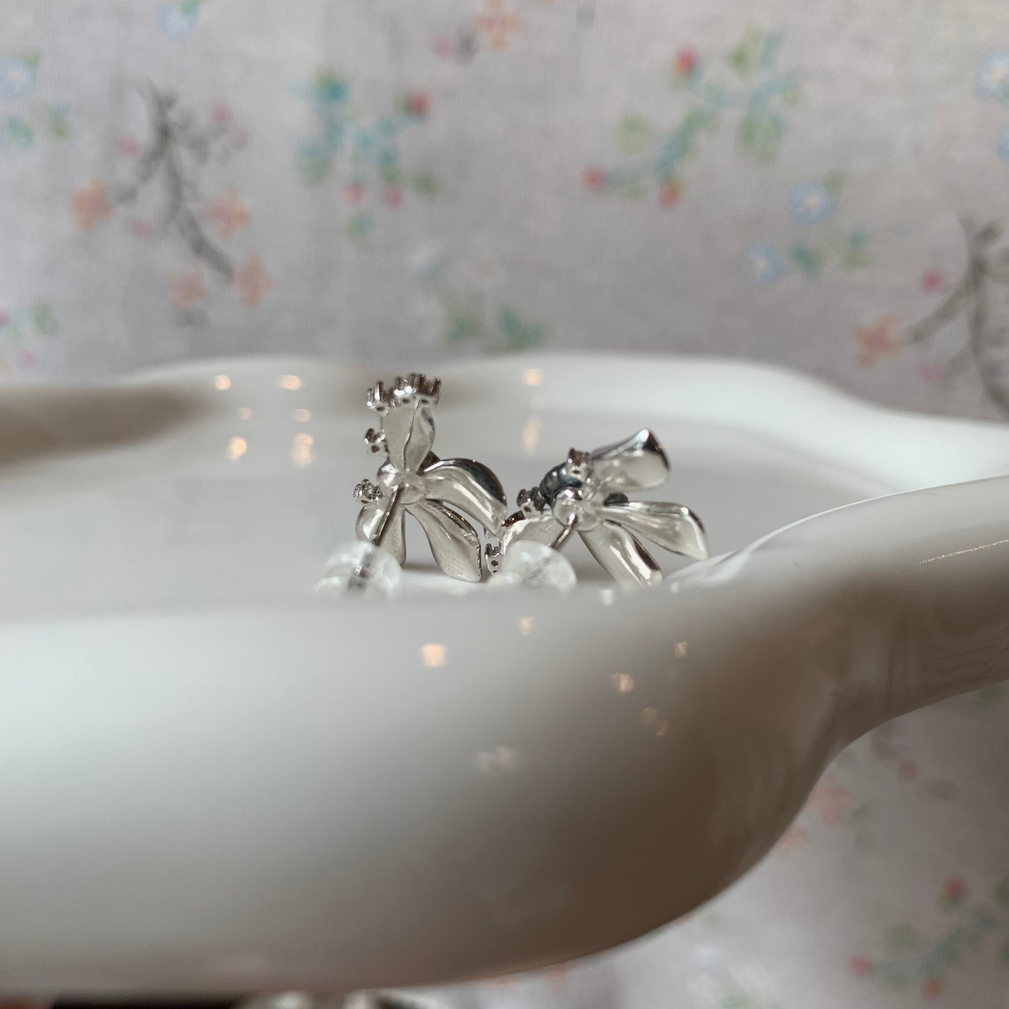 Black Tahitian Keshi Floral earring studs s925