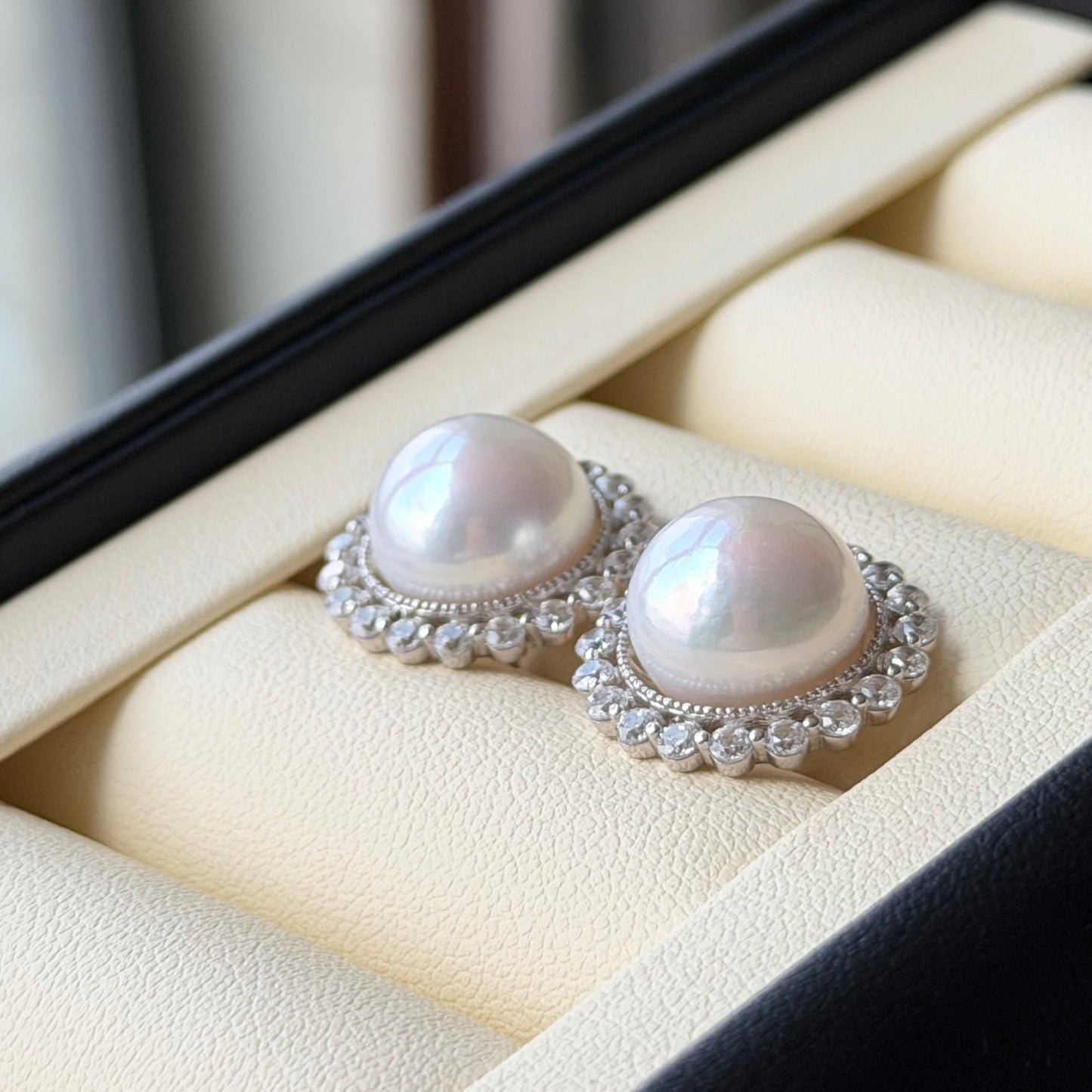 Luxury Sunflower Edison pearl earring studs 11-12mm s925