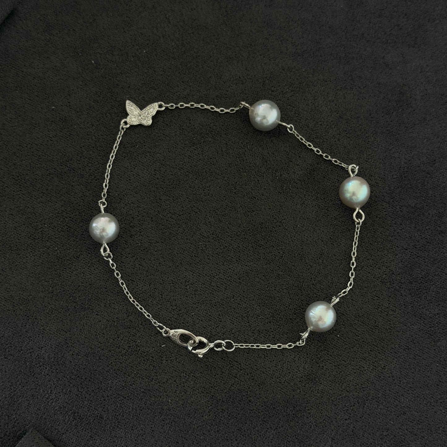 Akoya pearl Madama color dainty butterfly bracelet s925