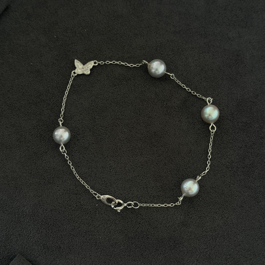 Akoya pearl Madama color dainty butterfly bracelet s925