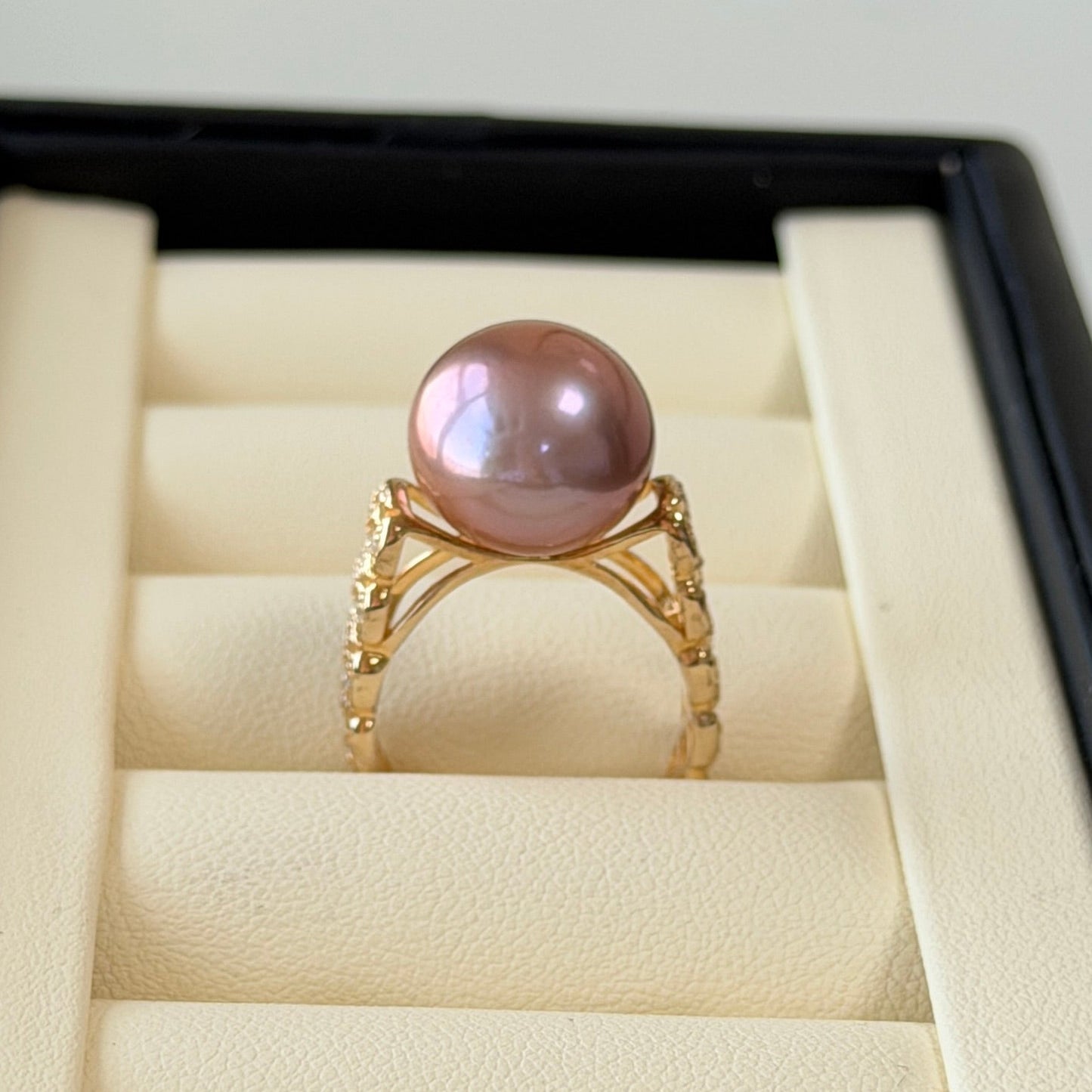 12.4mm Edison Purple metallic luster cross style ring s925
