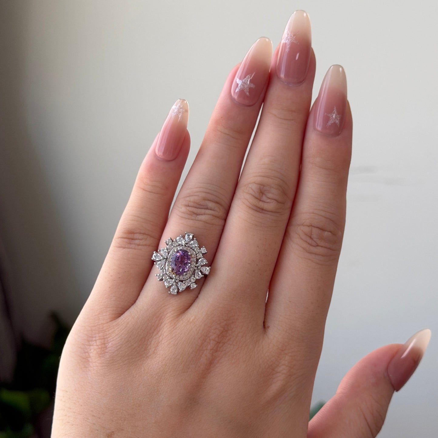 Amethyst Crystal Luxury cocktail ring s925