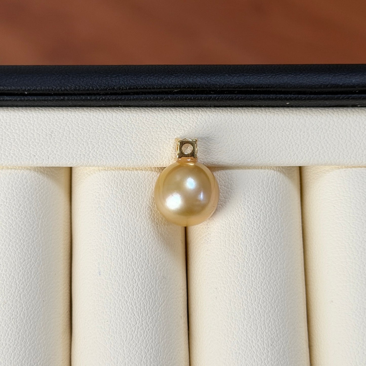 11.2mm rich gold south sea golden pearl Princess style necklace s925 cz stone