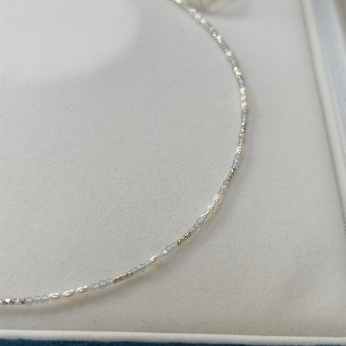 Moon stone Freshwater keshi pearl necklace s925