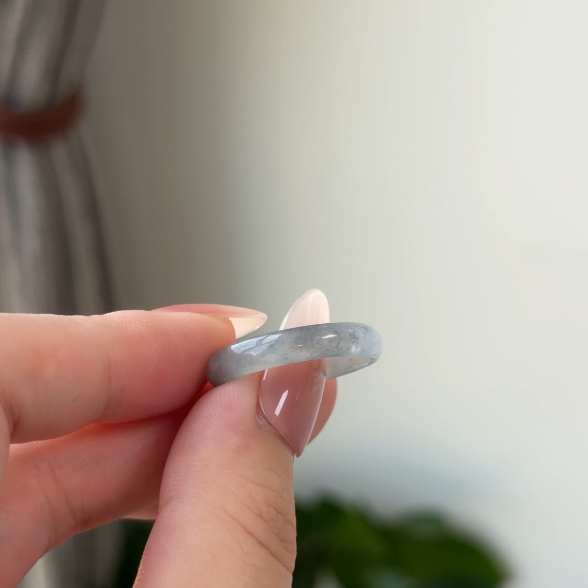 Wuji Dark Chicken Jade ring Icy size 8.5-9 4.5mm wide