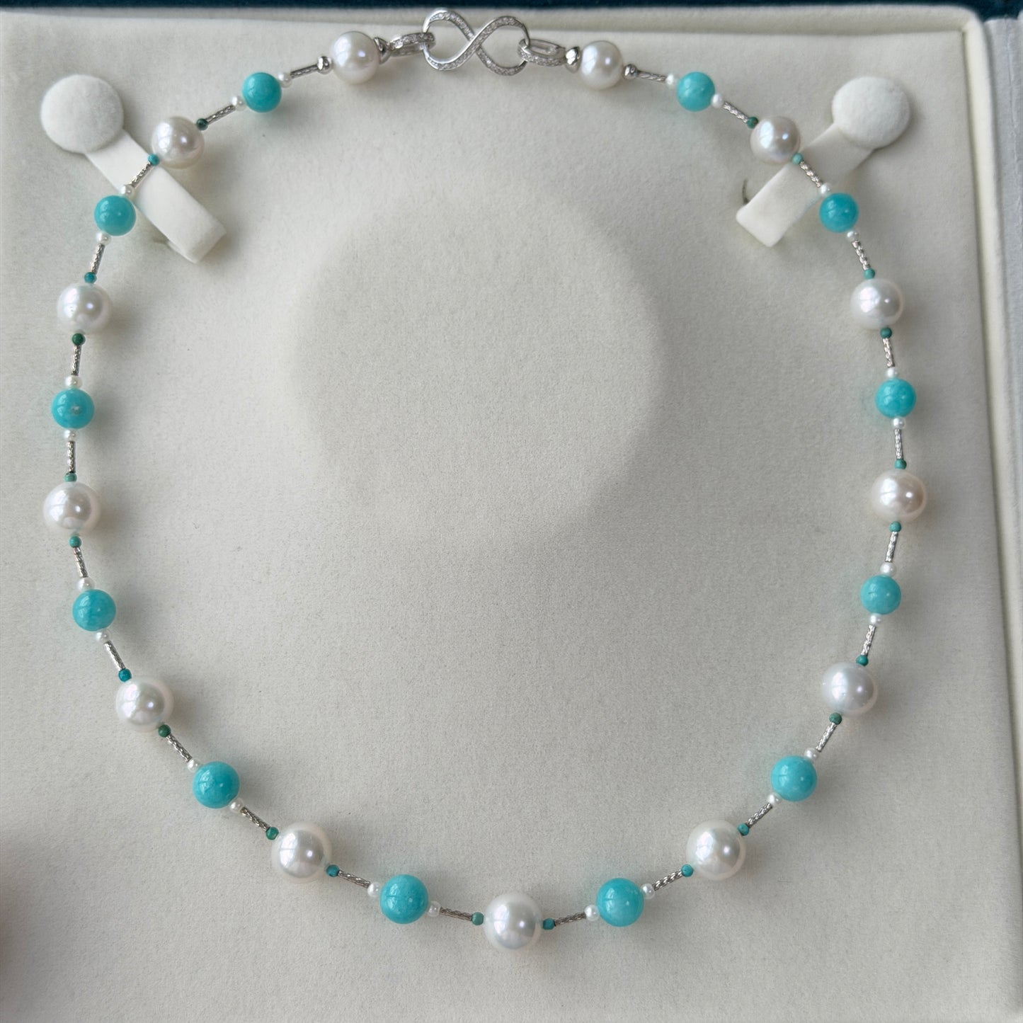 【Tiffany Bay】Amazonite Edison Pearl Turquoise Necklace s925